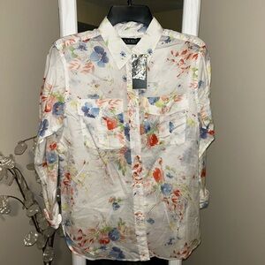 NWT Lauren Ralph Lauren Floral Print Shirt sz medium